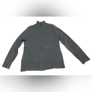 Eddie Bauer Womens XL Gray Cardigan Sweater full zip ribbed Stretchy long sleeve